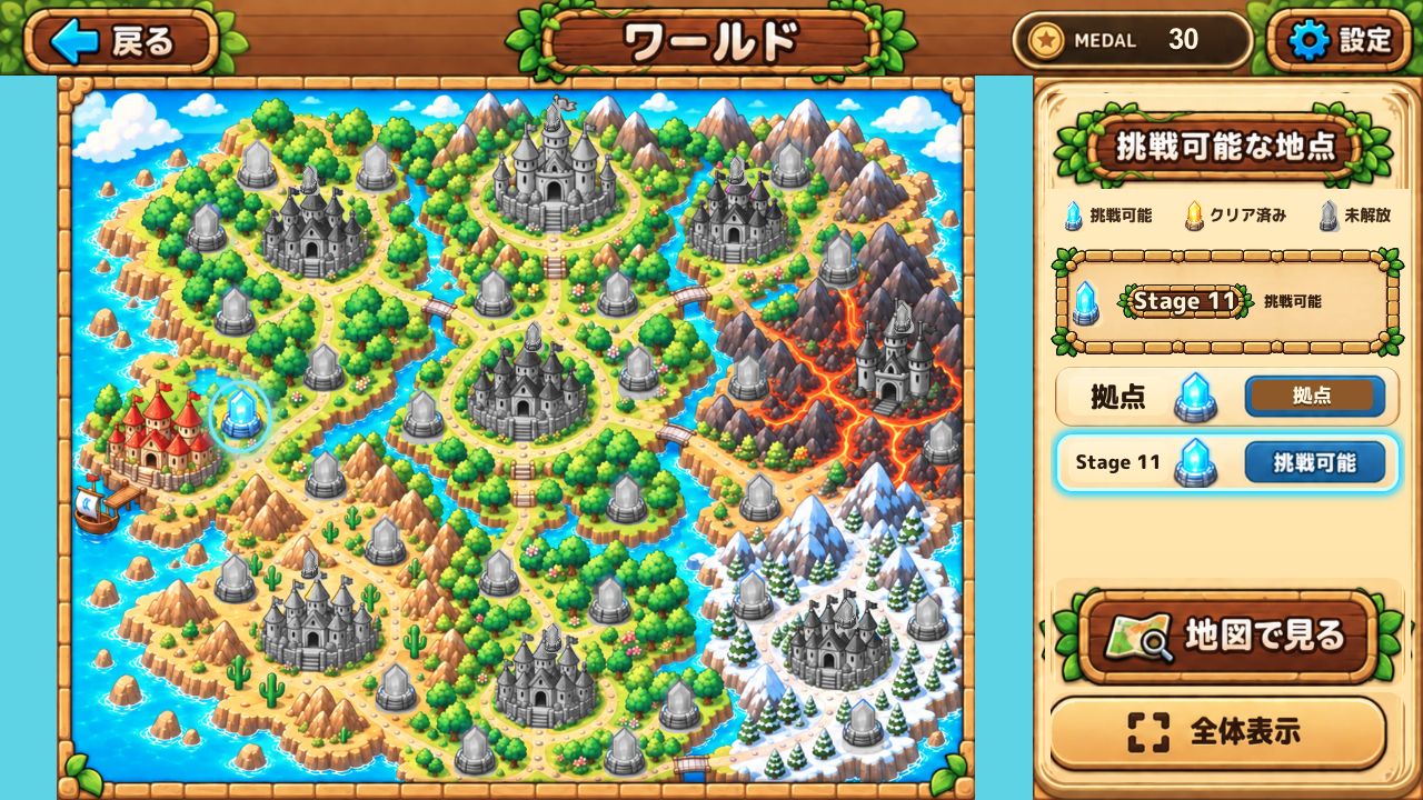 全体表示にした実際のワールドマップ